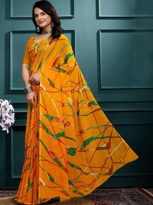 Poly georgette leheriya saree 1