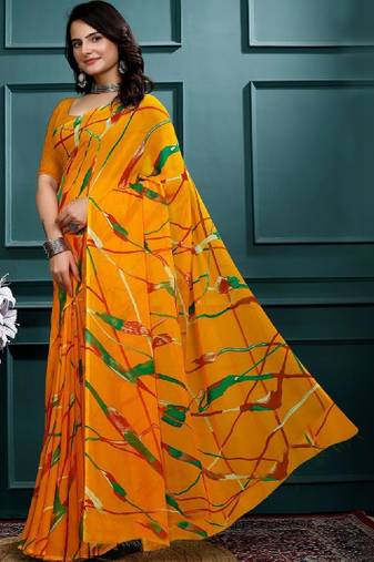 Poly georgette leheriya saree