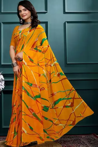 Poly georgette leheriya saree