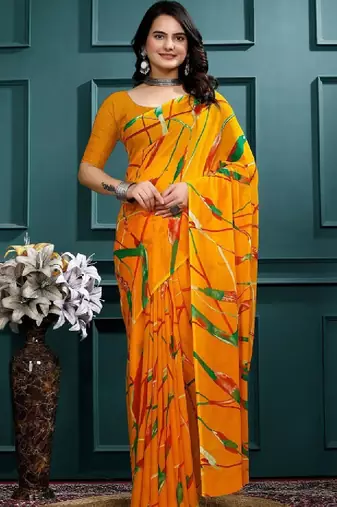 Poly georgette leheriya saree