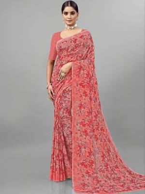 Floral pure georgette bandhani saree 1