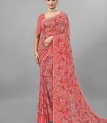 Floral pure georgette bandhani saree