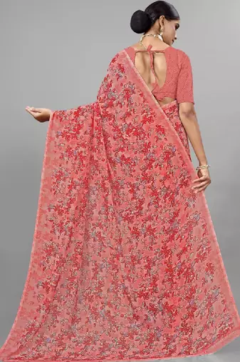Floral pure georgette bandhani saree