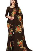 Floral pure georgette bandhani saree