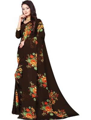 Floral pure georgette bandhani saree 2