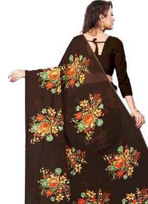 Floral pure georgette bandhani saree 3