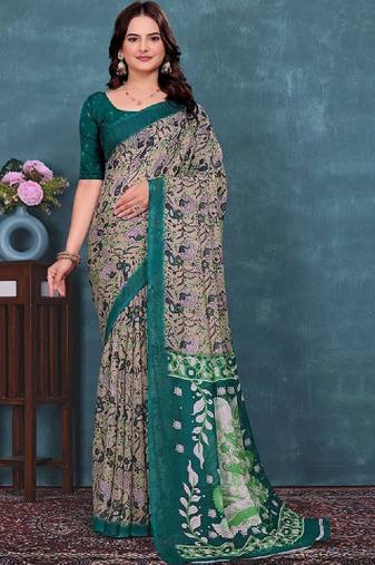 Paisley pure georgette bandhani saree
