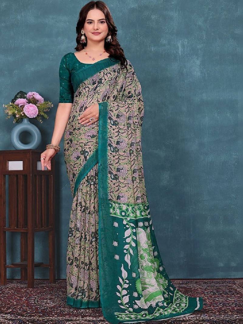 Paisley pure georgette bandhani saree