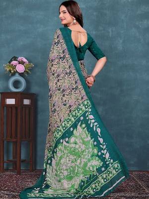 Paisley pure georgette bandhani saree 2