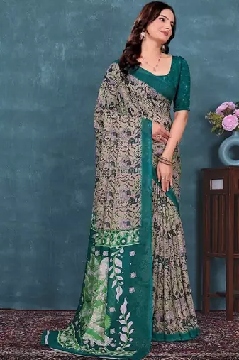 Paisley pure georgette bandhani saree