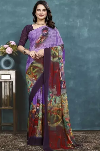 Pure georgette bandhani saree