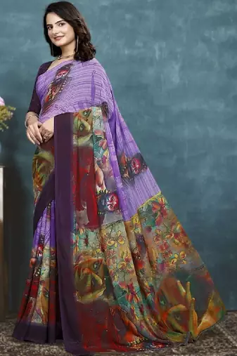 Pure georgette bandhani saree