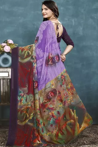 Pure georgette bandhani saree