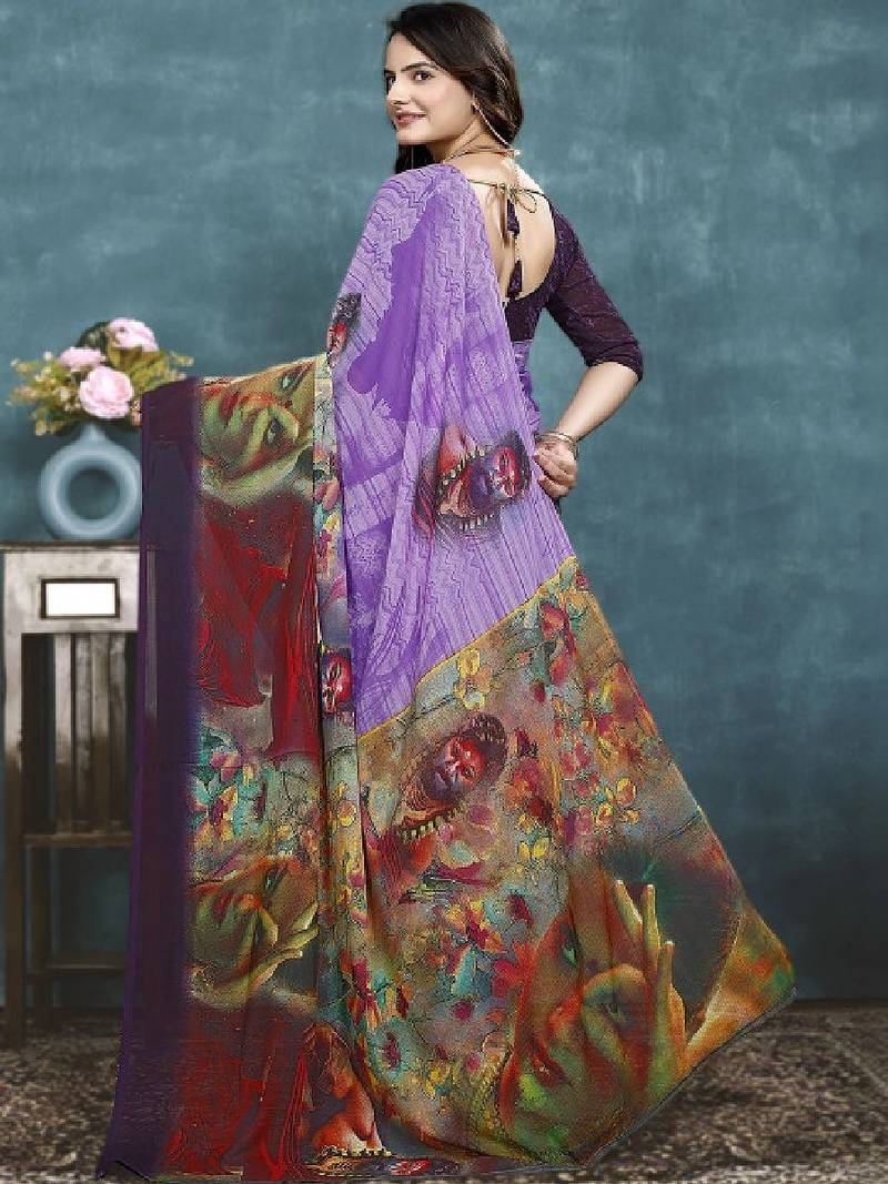 Pure georgette bandhani saree