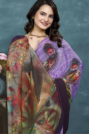 Pure georgette bandhani saree