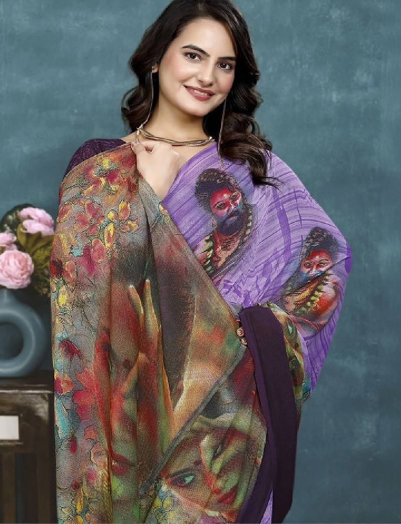 Pure georgette bandhani saree