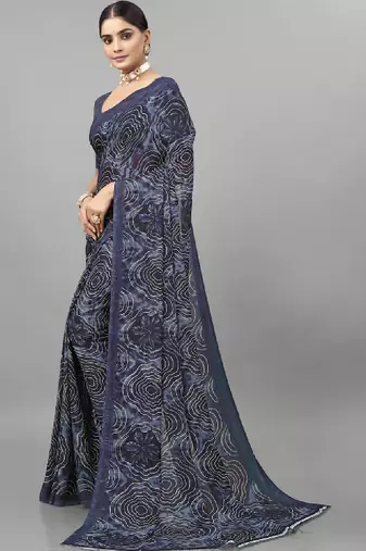 Pure georgette bandhani saree
