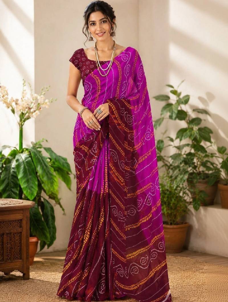 Bandhani pure georgette bandhani saree
