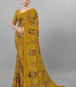 Floral pure georgette bandhani saree