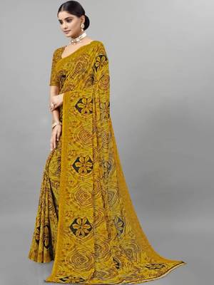 Floral pure georgette bandhani saree 2