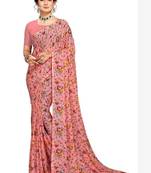 Floral pure georgette bandhani saree