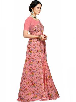 Floral pure georgette bandhani saree 4