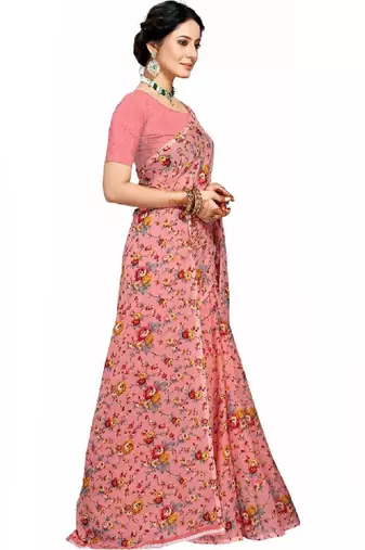 Floral pure georgette bandhani saree