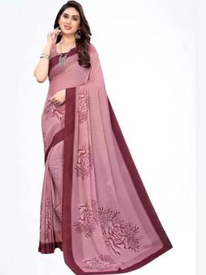 Floral pure georgette bandhani saree 1