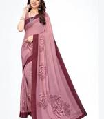 Floral pure georgette bandhani saree