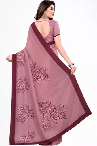 Floral pure georgette bandhani saree