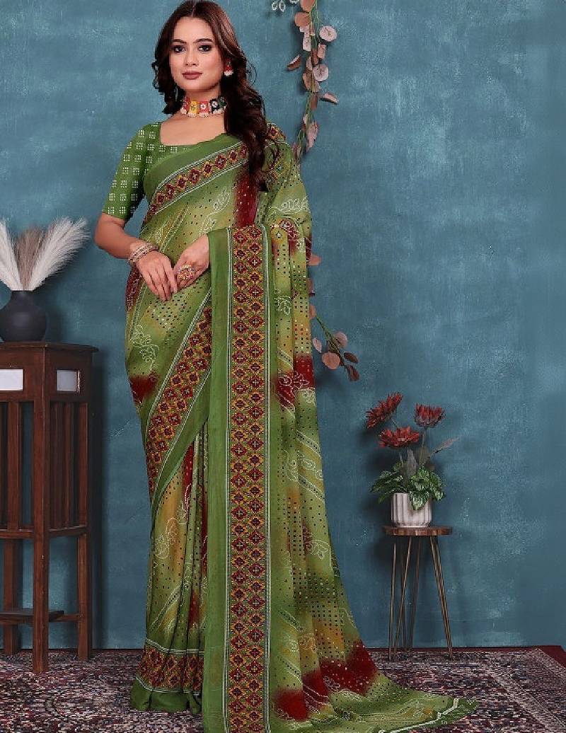 Bandhani pure georgette bandhani saree