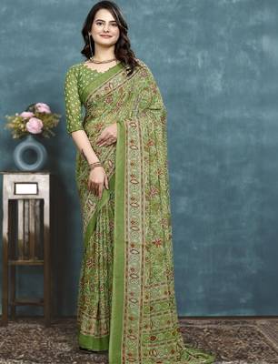 Floral pure georgette bandhani saree 1