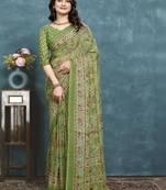 Floral pure georgette bandhani saree