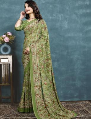 Floral pure georgette bandhani saree 2