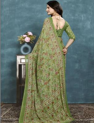 Floral pure georgette bandhani saree 4