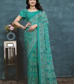 Floral pure georgette bandhani saree