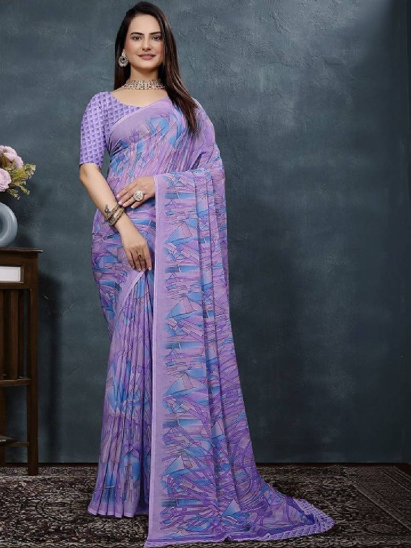 Pure georgette bandhani saree
