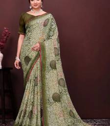 Floral poly georgette bandhani saree