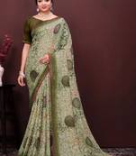 Floral poly georgette bandhani saree