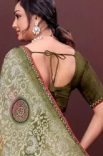 Floral poly georgette bandhani saree