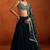 Teal Embroidered Chinon Silk Lehenga For Women