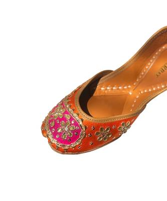 Orange and pink gota patti jutti 2