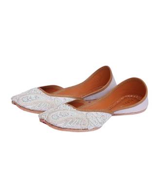 White embroidered with pearls and cutdana work jutti 1