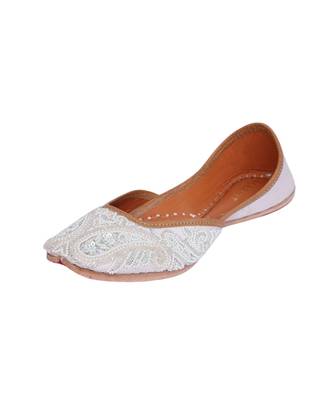 White embroidered with pearls and cutdana work jutti 2