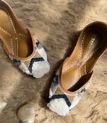 White multicolor pearls and cutdana embellished jutti