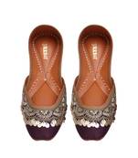 Plum purple dabka and cutdana work jutti