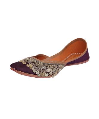 Plum purple dabka and cutdana work jutti 2
