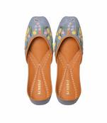 Blue denim juttis with quirk of floral embroidery