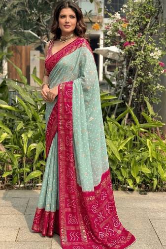 Bandhani zari art silk bandhani saree