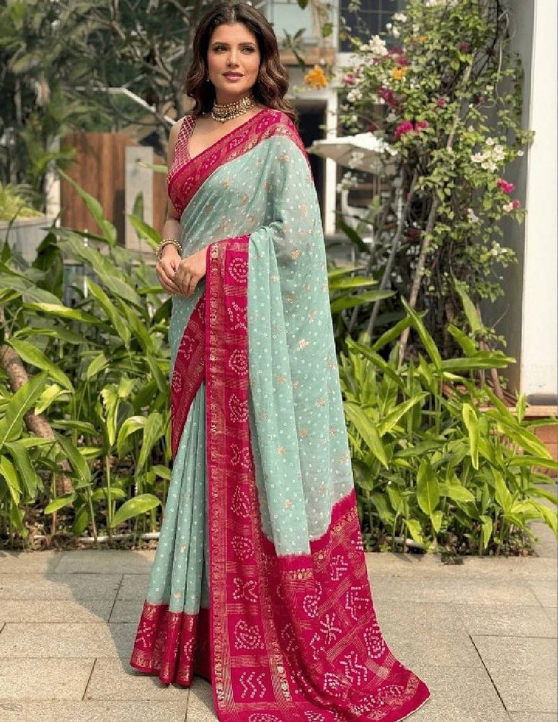 Bandhani zari art silk bandhani saree